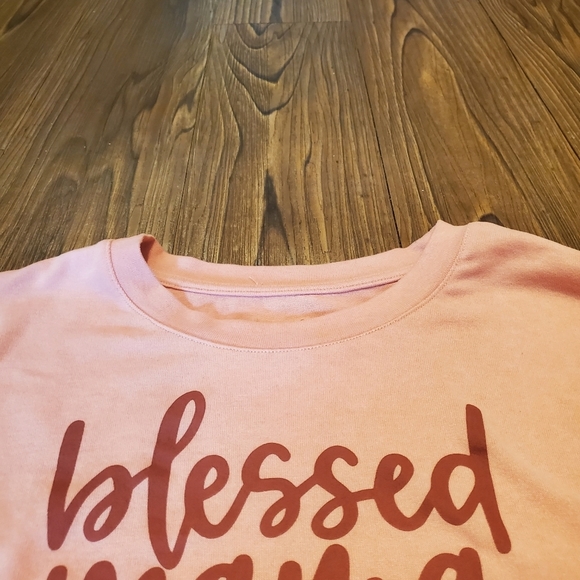 Positiviti Tees Blessed Mama Top Long Sleeve Tee Shirt Pink Maroon Side Slits L - Picture 5 of 7